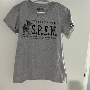 Harry Potter S.P.E.W. Dobby Graphic T Shirt Gray Women's Large Hermione Granger